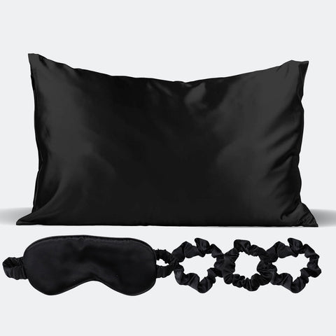 5-Piece: Satin Sleep Set - Black