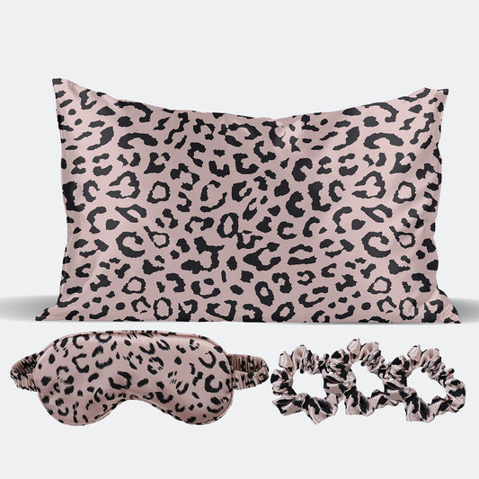 5-Piece: Satin Sleep Set - Leopard