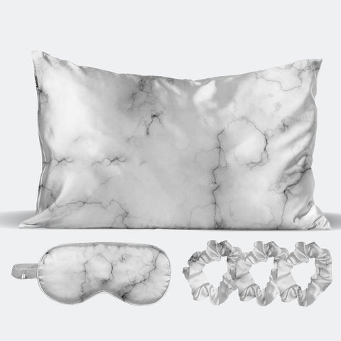 5-Piece: Satin Sleep Set - Marble