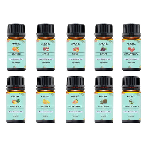 10-Pack: Fruity Fragrance Premium Aromatherapy Diffuser Oils Set for Candle & Soap Making