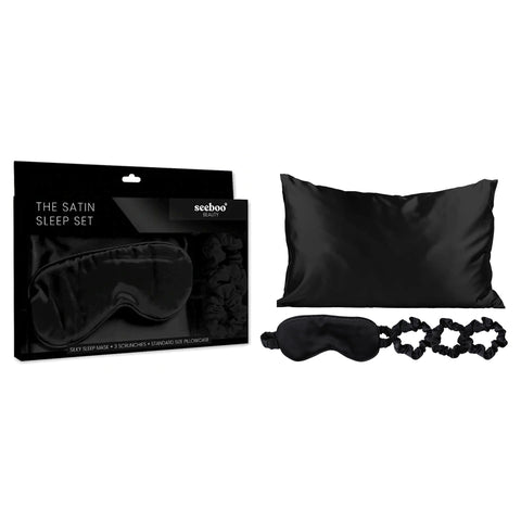 5-Piece: Satin Sleep Set - Black